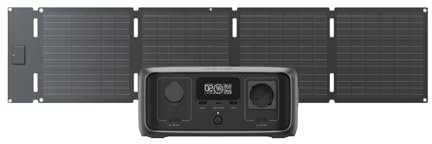 Générateur solaire portable EF EcoFlow RIVER 3 avec panneau solaire 60 W, 245 Wh de capacité, 600 W puissance de sortie, technologie GaN, temps de transfert de < 10ms, station électrique pour camping