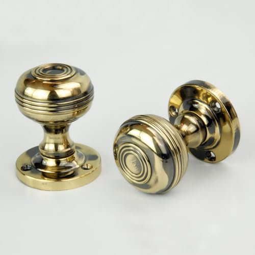 UNDERGROUND PARTS Regency Bloxwich Solid Antique Brass Door Knobs Handles on a Round Rose