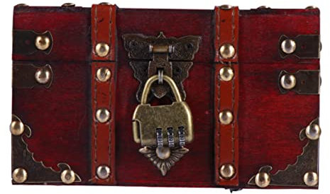 Warmhm Retro Schatz Brust Schloss 1 Pc Holz Lagerung Box für Schmuck Halskette Rosenkranz