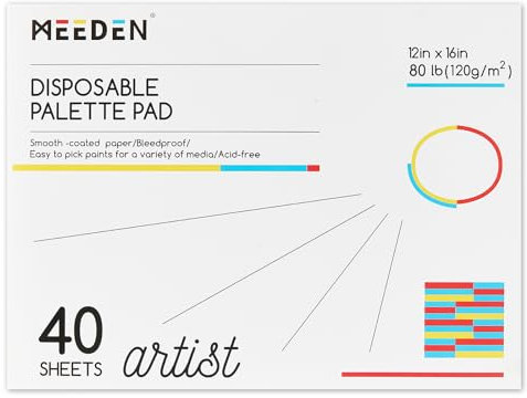 MEEDEN Künstler Palettenpapier Pad: 30,5 x 40,6 cm, 40 Blatt (120 g/m²) Farbpalettenpapier-Einweg Farbmischpapier für Acryl, Aquarell, Ölmalerei