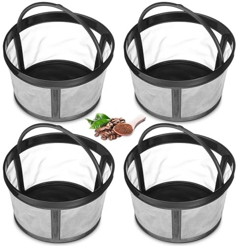 Maxdot Paquete de 4 filtros de café reutilizables de repuesto para 4-5 tazas, malla de nailon de seguridad de 2.8 x 3.1 x 2 pulgadas con asa, filtros reutilizables para cafeteras Mr. Cafeteras, se