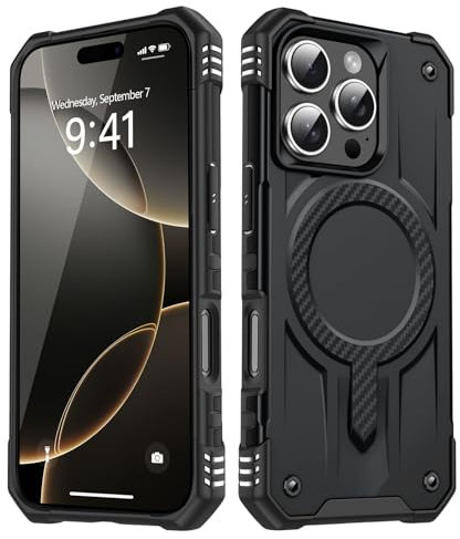 LAPOPNUT Magnetic for iPhone 16 Pro Max Case,[Compatible with MagSafe] Military Grade Drop Protection Phone Cover,Dual Layer Heavy Duty Tough Rugged Case for iPhone 16 Pro Max 6.9,Black