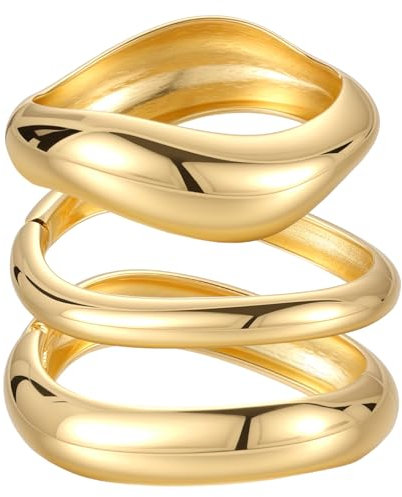 Emibele Gold Armreifen für Frauen, 3PCS Unregelmäßige Chunky Gold Armband Scharnier Offen für Frauen, Breiten Arm Manschette Minimalist Chunky Schmuck Geschenke für Valentinstag Weihnachten Geburtstag