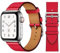 VZEXJIU Correa de Piel Compatible con Apple Watch 38mm 40mm 41mm 42mm(Series 10) Correas de Repuesto de Cuero Genuino para iWatch Ultra 2 Serie 10 9 8 7 6 5 4 3 SE,Rojo