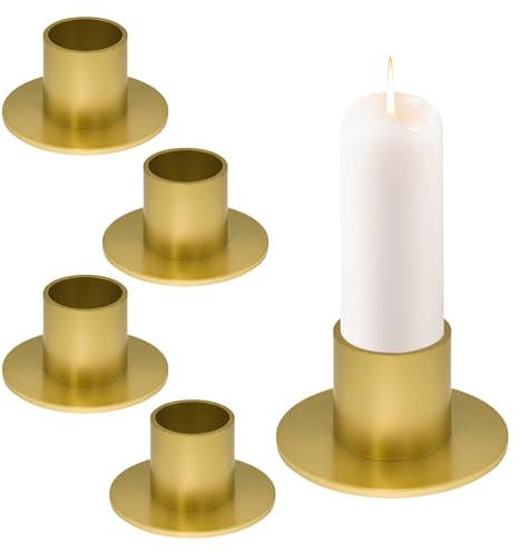 4 Stück Kerzenständer für Stabkerzen, Kerzenhalter Gold Metall Retro Stabkerzenhalter, Candle Holder Weihnachten für Kerzen, Halloween Dekoration (Gold)