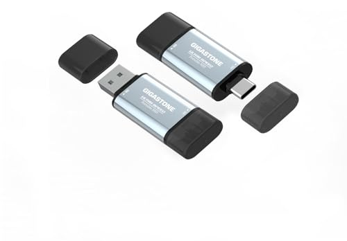 Gigastone Duo Go USB-A+C 512GB (2 Pack) Dual External Portable SSD 500MB/s Glossy Surface, Supports Apple 4K 60fps ProRes HDR Video Recording USB3.2 Gen 2 for iPhone 16 PS5 Mac iPad Laptop Android