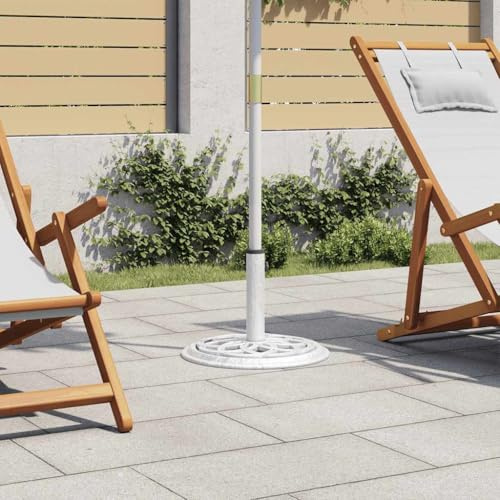 Teenpull Sonnenschirmständer Weiß, robuster Gusseisen Schirmhalter, 44x44x31 cm Outdoor Patio Schirmfuß mit Adapter für 35/38/48 mm Stangen, ideal für Garten und Terrasse