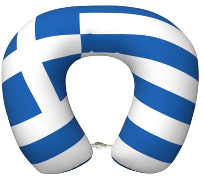 QWVBN Bequemes U-förmiges Kissen aus Memory-Schaum, griechische Flagge, leicht zu zerlegen, ideal für Reisen, Camping und Entspannung
