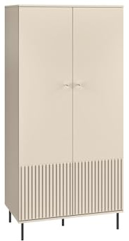 FURNLUX Sophie Kleiderschrank, Beige, Engineered Wood, 92 x 53 x 190 cm, 2 Flügeltüren, 3 Einlegeböden, Modern, Schlafzimmermöbel