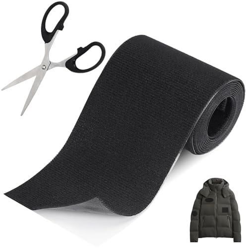 VIVIIHOO Flick e Toppe Autoadesive 10x200cm - Nastri Tessili in Nylon Nero, Perfezione per Riparazioni su Tessuti, Divani, Sedili Auto, Tende e Abbigliamento, 200m di Lunghezza per 10cm di Larghezza