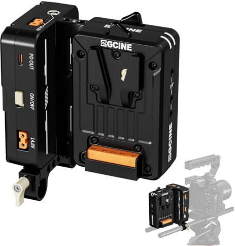 ZGCINE VM-HS2 Hot Swap V Mount Battery Plate with Shark Fin Design, Dual-Side V-Mount Batteries, USB-C 100W Output, 4 D-TAP/ 2 LEMO Ports for Camera Camcorder Gimbal Filmmaker Live Studio