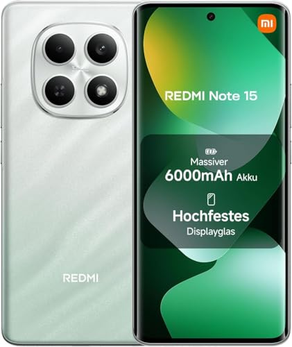 XIAOMI Redmi Note 15 4G Smartphone 8+256 GB– 6000-mAh-Akku, wassergeschützt, 108-MP-Kamera, 6,77 FHD+ Display, Forest Green