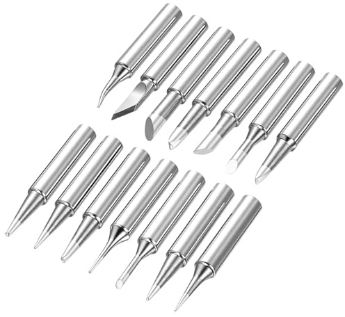 Juego de 14 puntas de soldadura 900mm repuesto para soldadores y estaciones | Puntas en varias formas, de precisas a gruesas; calientan rápido, duraderas y compatibles con estaciones de soldadura comunes