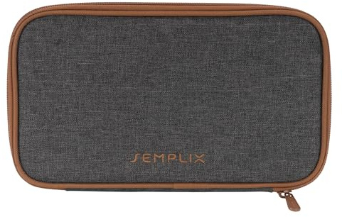 SEMPLIX Aufbewahrungstasche anthrazit/braun für Scheren & Nähzubehör – gepolstert, mit Reißverschluss, anthrazit/braun, 25 x 14 x 2 cm