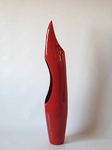 POLONIO - Jarron de Ceramica Rojo de 80 Centímetros - Jarrones Grandes de Suelo - Jarrones Grandes de Decoracion – Florero de Ceramica Alto - Jarrón de Cerámica Alto Suelo Rojo