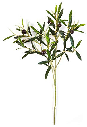 artplants.de Ramo d'olivo Artificiale con 105 Foglie, 6 Olive, Verde, 50cm -Olive Decorative/Decorazione pensile