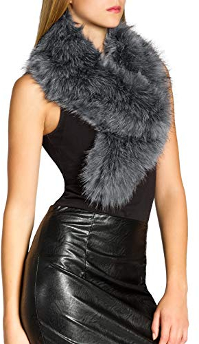 Caspar STO001 Damen Kunst Pelzkragen, Farbe:grau, Größe:One Size