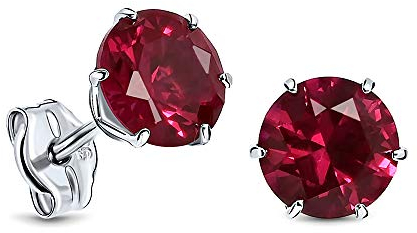 Miore – Ohrstecker aus 9 Karat Weißgold (375) mit Rubin im Rundschliff (0.99 Ct) – Bouton-Ohrringe mit Edelsteinen für Damen in edler Krappenfassung – Allergenfrei & handgemacht (6.7x6.7mm)
