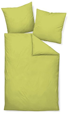 Janine Mako Satin Bettwäsche Uni Colors 135 x 200 cm apfelgrün