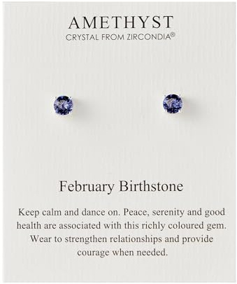 Philip Jones February (Amethyst) Birthstone Earrings Created with Zircondia® Crystals