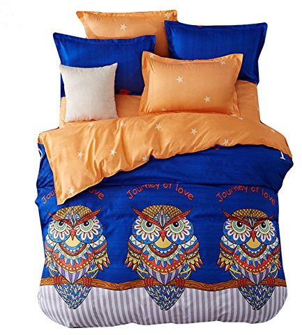 Bettwäsche Bettbezug KarikaturEule Tier Muster Polyester-Baumwolle Kissenbezug Bettdecke 200x200 cm (200x200cm)