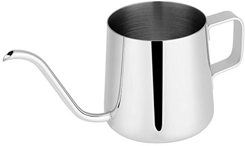Long Narrow Spout Coffee Pot 350ML, Small Fine Stainless Steel Pour Over Drip Coffee Cup Gooseneck Milk Tea Kettle Filter Coffee Jug (Silver)