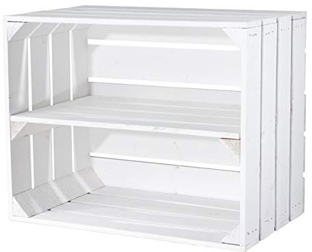 Vinterior 3 weiße Obstkisten Johanna/Schuhregal Ablageregal Beistelltisch Schuhbox Weinkiste Apfelkiste Holzkiste Regalkiste Ablagekiste 50cm x 40cm x 30cm (LxBxH)