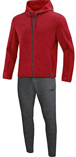 JAKO Damen Jogginganzug Premium Basics mit Kapuze, rot meliert, 42, M9729
