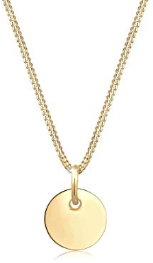 Elli Halskette Damen Plättchen Anhänger Basic Geo Look in 925 Sterling Silber Vergoldet