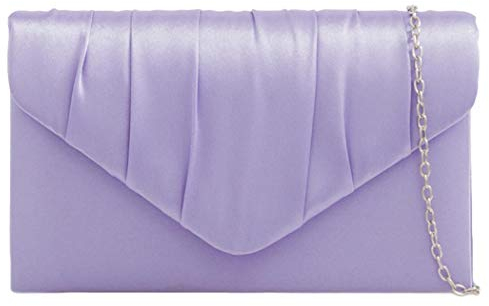 Purple Possum® Lilac Satin Envelope Clutch Bag Evening Bag Ladies Shoulder Bag Prom Wedding