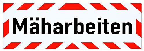 Magnetschild Mäharbeiten | Schild magnetisch | mehrere Größen lieferbar (65 x 20 cm)
