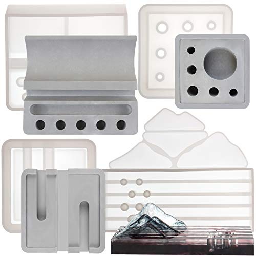 musykrafties Stifthalter Epoxid-Silikonformen Set 4 Stück für Harzguss, Beton, Zement, Ploymer Ton, Gips DIY, Länge 9,4-20,1 cm
