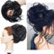 Tousled Updo Messy Bun Hair Piece Hair Extension Ponytail With Elastic Rubber Band Updo Extensions Synthetic Hair Extensions Scrunchies Ponytail Hairpiece for Women Dark Black