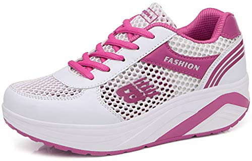Solshine A233 Baskets à plateforme en maille pour femme, rose bonbon, 39 EU