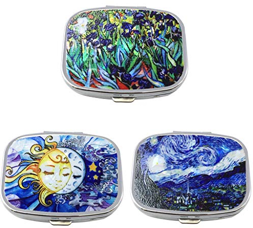 Feelairy 3 Stück Tragbare Pillenbox Pillendose aus Metall, Wasserdicht 2 Fächer Klein Pillenetui für Unterwegs, Vitamine Medizin Tablet Organizer Case Pill Box für Tägliche und Reise Verwenden