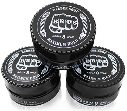 3x BROS Professionelles Aqua Wax Friseur Haarwachs Barber Shop (450ml, Schwarz)