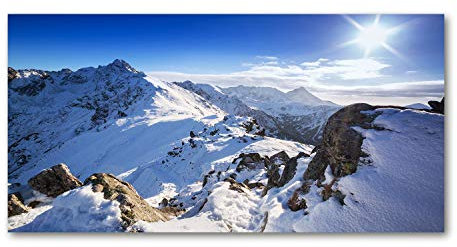 Tulup Splashback 47.24x23.62 inch / 120x60 cm Wall Protection Toughened Safe Glass Splash back Kitchen Panel Tempered Glass Kitchen Protection Induction Cooker Glass Panel - Blue - mountains summit