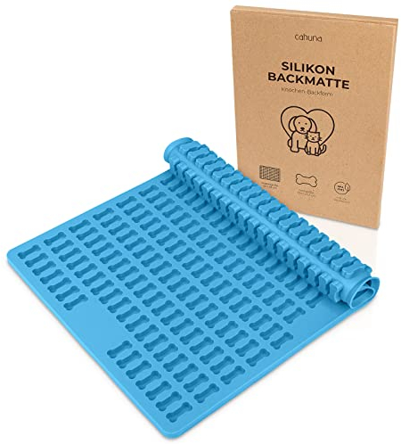 Cahuna Silikon Backmatte für Hundekekse mit Mini Knochen - Backform für Hundeleckerli BPA frei und mit Rand - Wiederverwendbare Backunterlage für den Backofen