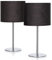 LED Universum 2er Set Tischleuchten Tischlampen Nachttischlampen Leseleuchten mit Stoffschirm schwarz E14 Sockel Metallfuß flach chrom - 7369
