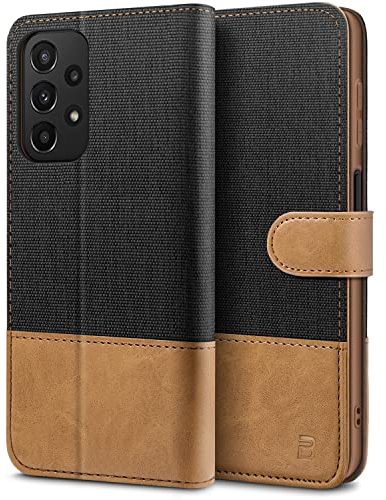 BEZ® Coque pour Samsung A23 5G, Etui pour Samsung Galaxy A23 5G Housse en Cuir de Protection, Portefeuille en Cuir Polyuréthane, RFID Blocage, Pochette pour Monnaie, Fermeture Magnétique, Noir