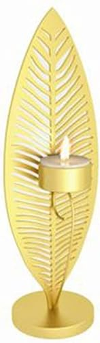 REJOON Dekorative Kerzenhalter Restaurant Dekoration Nordic Minimalist Leaf Balance Kerzenhalter Kreative Dekoration Art Gold 10×38CM Eisengeschenke for Hochzeit