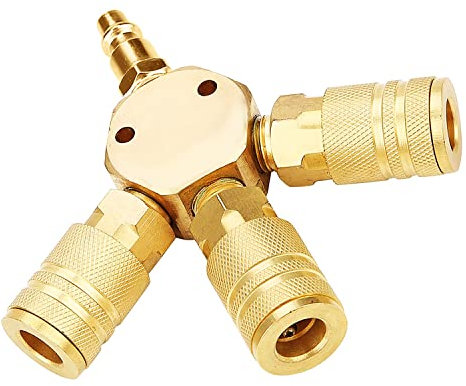 Pacify Air Hose Splitter 3 Way, 1/4'' Universal Air Manifold Air Compressor Quick Connect Fittings Air Compressor Splitter