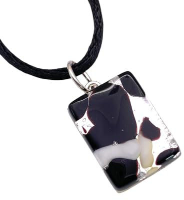 Murano Passion Pendentif en Verre, Pendentif en Verre de Murano, Pendentif en Verre Fait Main, Pendentif Millefiori, Feuille d'argent, Bijoux en Verre de Murano, Verre de Venise, délicat 2 cm x 1,5