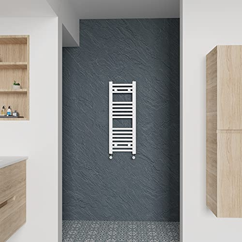 Warmehaus Straight Heated Towel Rail White Radiator 800x300mm | Contemporary Bathroom Ladder Style Radiator, Central Heating, Wall Mounted Towel Warmer, Durable Finish