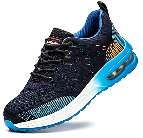 Rona Shoes Sicherheitsschuhe Arbeitsschuhe Stahlkappenschuhe Leichte Bequeme Sportliche Arbeitsschutzschuhe Herren Damen Alpha Blue EU 39