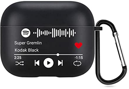 Personalisierte 2-seitige AirPods-Hülle für Apple AirPods 3. Generation 2021, Music Style Cover mit scanbarem Spotify-Code, individuelle Geschenkverpackung (Schwarz)