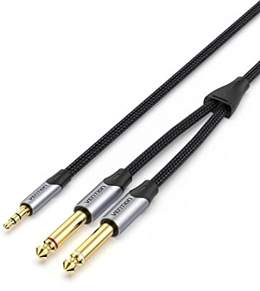VENTION 3.5mm to 6.35mm 3m/10ft Nylon Braided Stereo Audio Cable - TRS to 1/4 & 1/8 Inch Male Aux Jack for Mixers, Amplifiers, Audio Recorders & Guitars