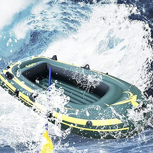 Aufblasbares Kajak, Schlauchboot-Set mit Reparaturset und Rudern, Camouflage, 110 x 60 x 16 Zoll, Deluxe-Edition für Wassersport