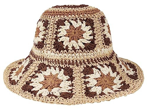 Chapeau de paille souple pliable et pliable à large bord pour femme, kaki, Taille unique