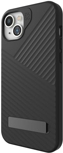 ZAGG Denali Snap KS, Graphen-verstärkte Hülle mit Ständer für iPhone 14 Plus und iPhone 15 Plus [6.7-Inch], MagSafe kompatibel, Zwei-Schichten Design, stossfeste Abdeckung der Rückseite (Schwarz)